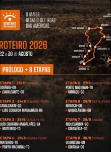 DIVULGADO O ROTEIRO DO RALLY DOS SERTÕES 2026