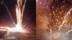  FOGOS DE ARTIFÍCIO ATINGEM PÚBLICO DURANTE SHOW DE NATAL NO RS