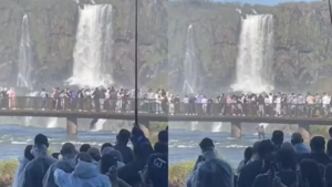TUDO POR UM CELULAR: TURISTA SE ARRISCA NAS CATARATAS DO IGUAÇU